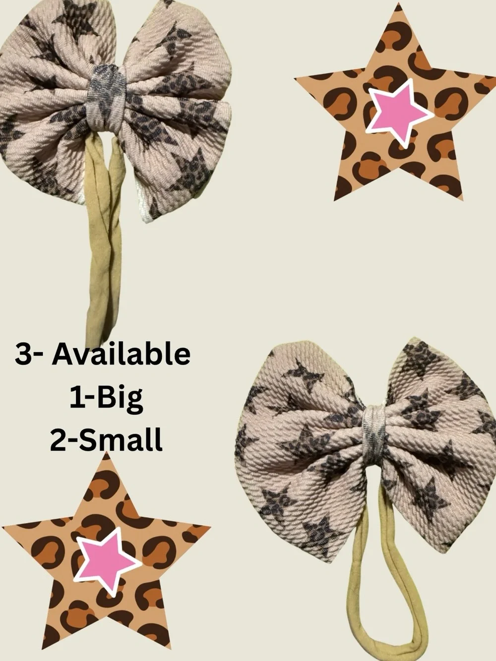 Neutral Star-Print Bow Headband for Kids - Beige